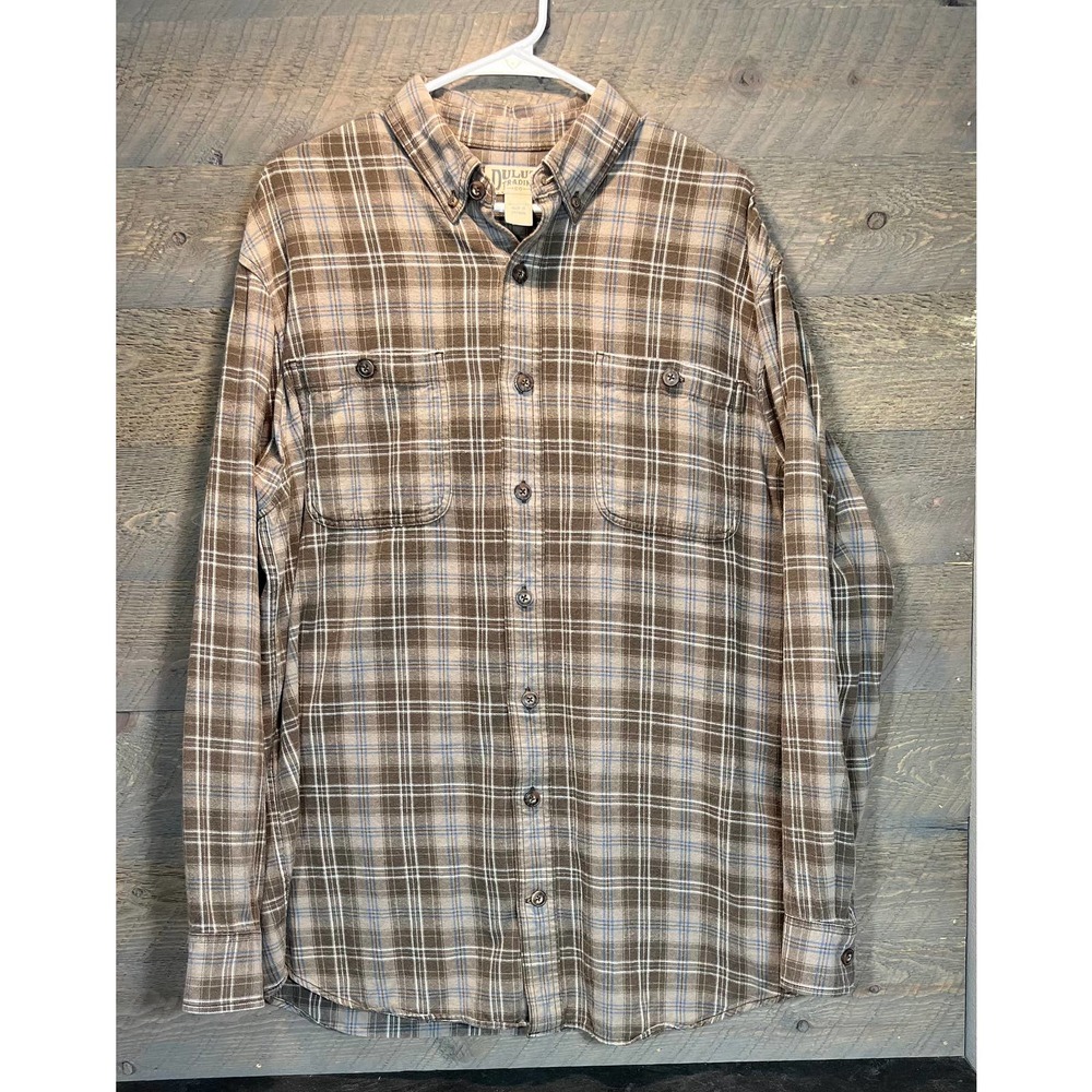 Duluth Men Checked Button Down Shirt Size L Multicolor Collar Neck Long Sleeve